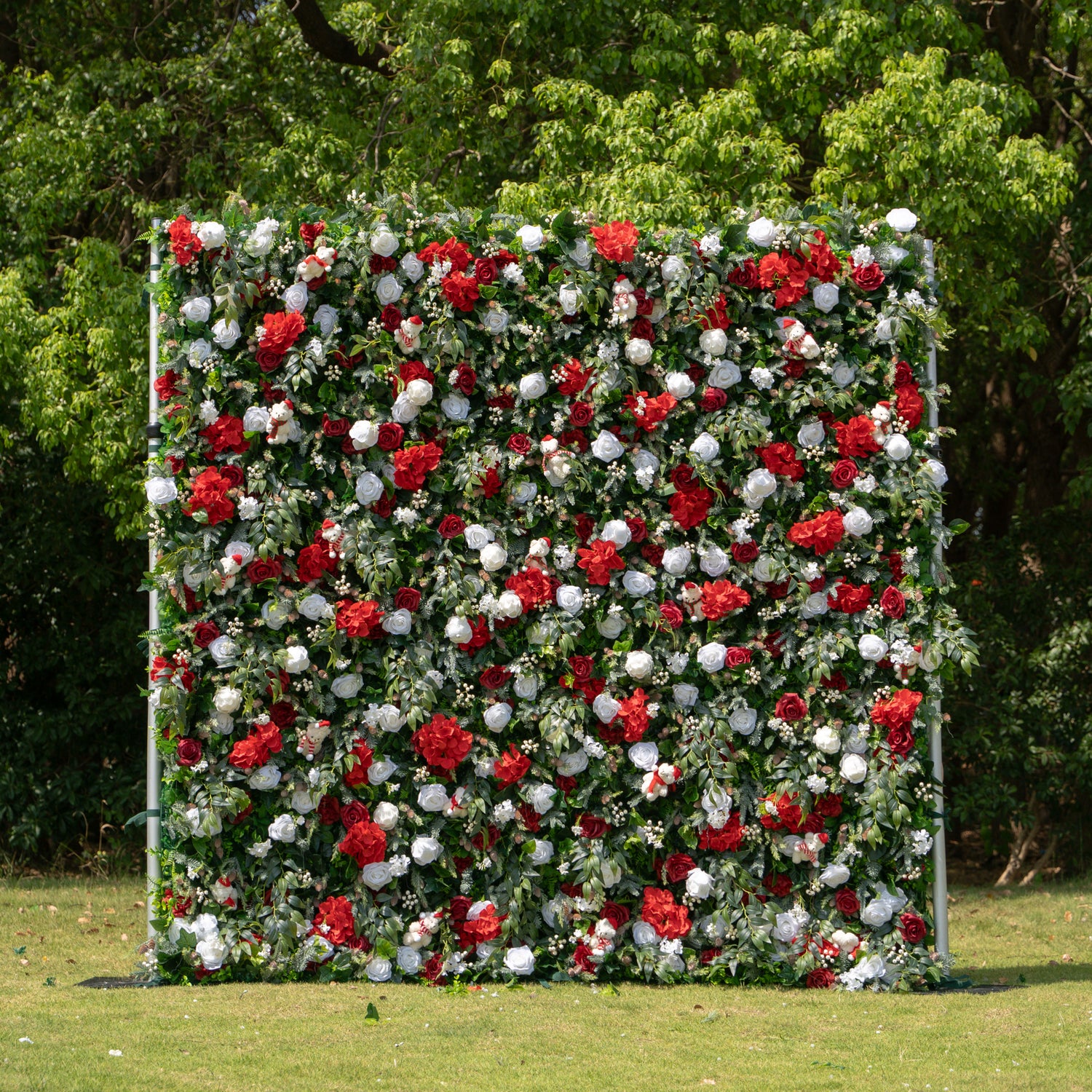 MC-5: Christmas Fabric Backdrop Artificial rolling up flower wall 8*8ft+Xmas Loose Flowers (Ready to ship) Rose Morning