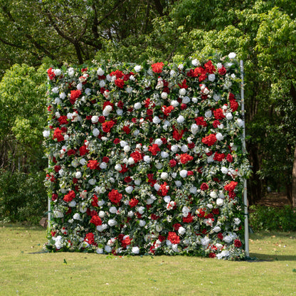 MC-5: Christmas Fabric Backdrop Artificial rolling up flower wall 8*8ft+Xmas Loose Flowers (Ready to ship) Rose Morning