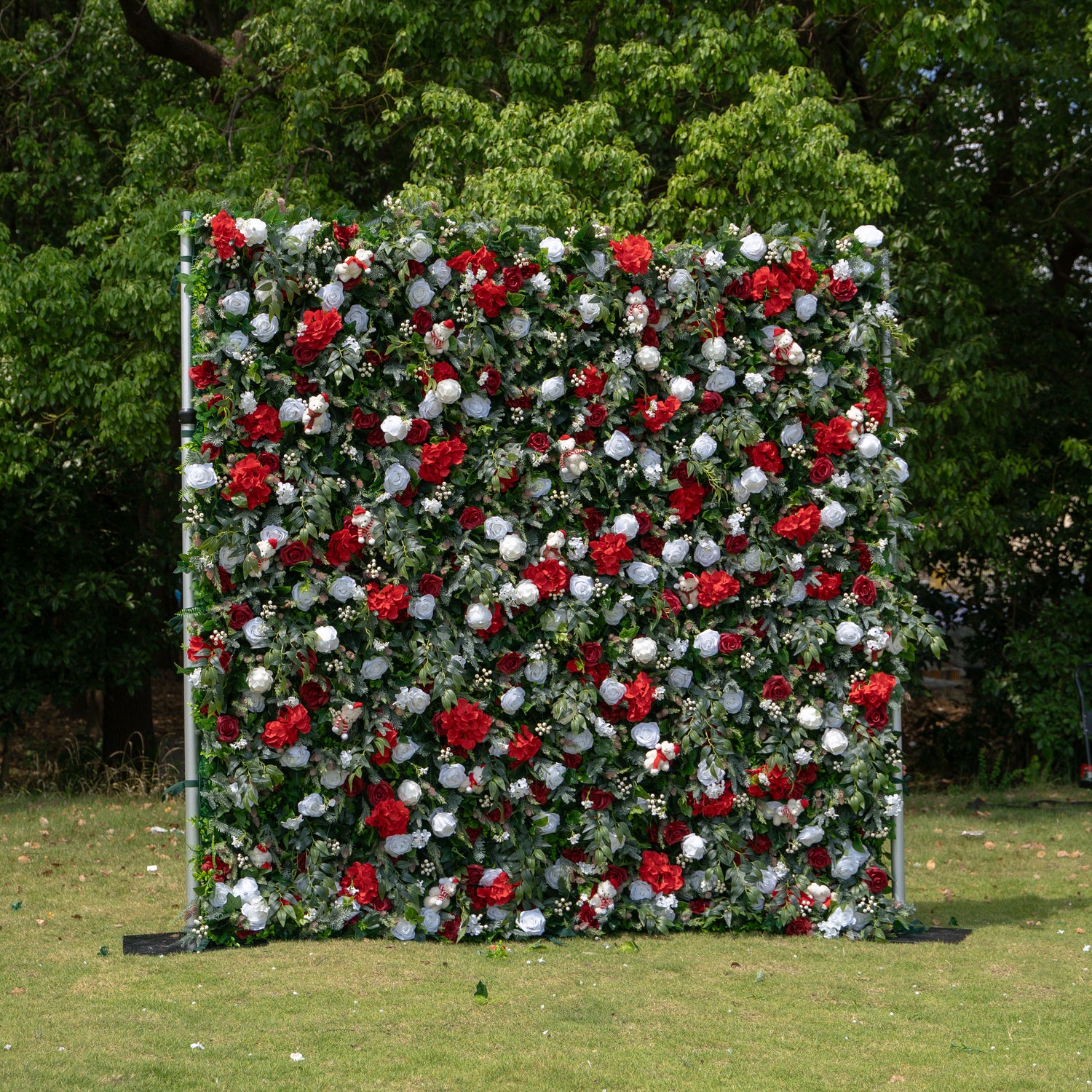 MC-5: Christmas Fabric Backdrop Artificial rolling up flower wall 8*8ft+Xmas Loose Flowers (Ready to ship) Rose Morning