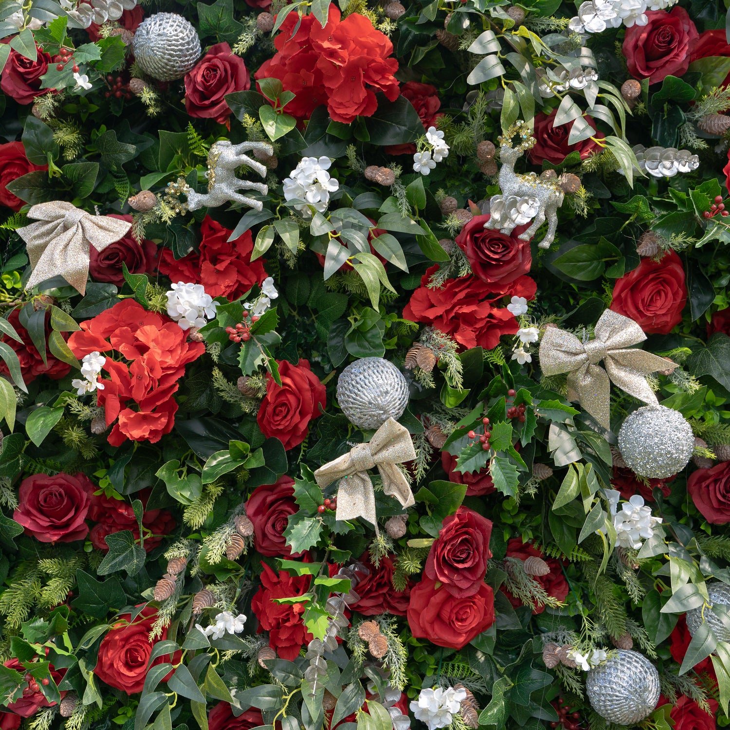 MC-2: Christmas Fabric Backdrop Artificial rolling up flower wall 8*8ft+Xmas Loose Flowers (Ready to ship) Rose Morning