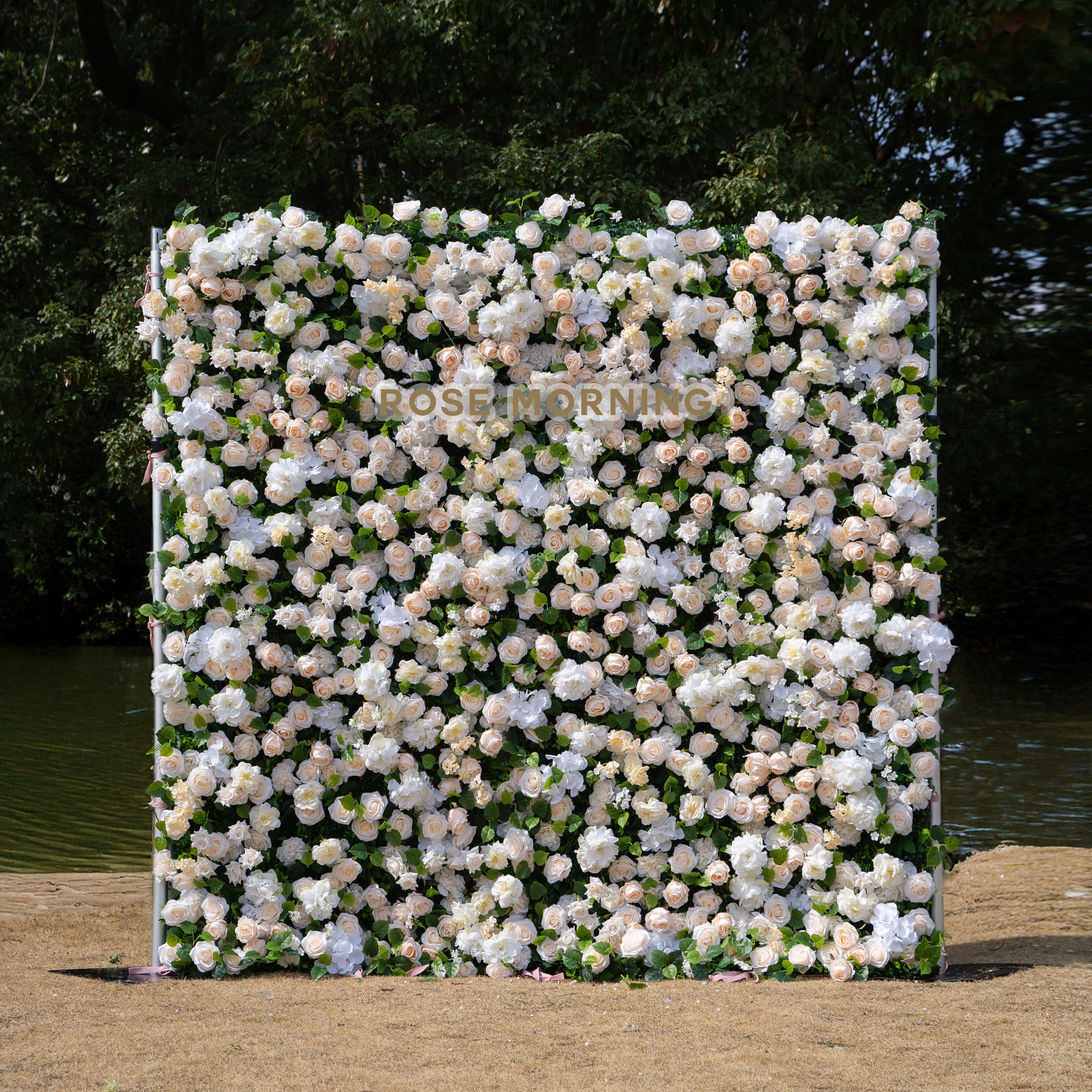 Mia：3D Fabric Artificial rolling up curtain flower wall