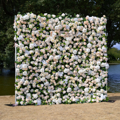 Mia：3D Fabric Artificial rolling up curtain flower wall