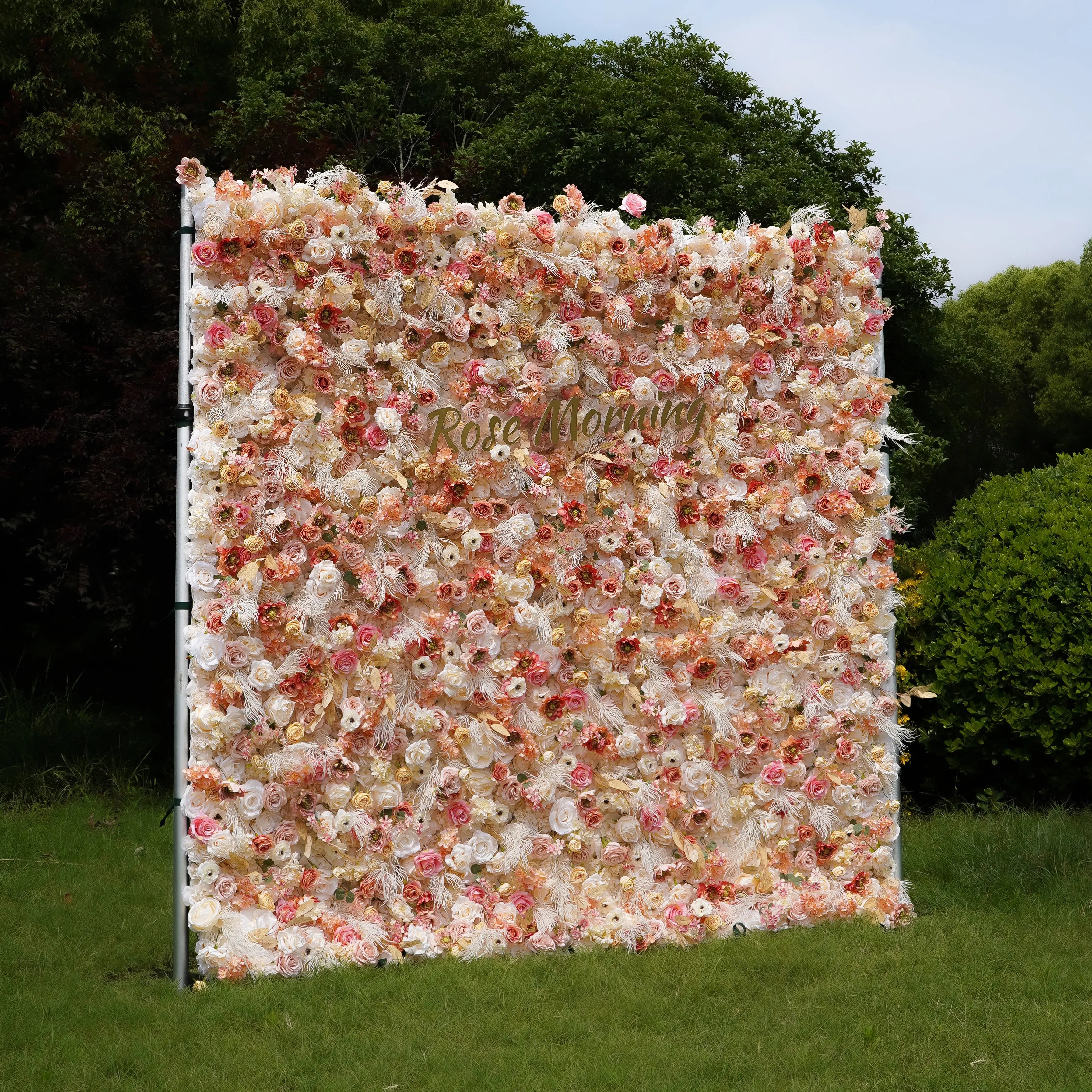 Midsummer：5D Fabric Artificial rolling up curtain flower wall