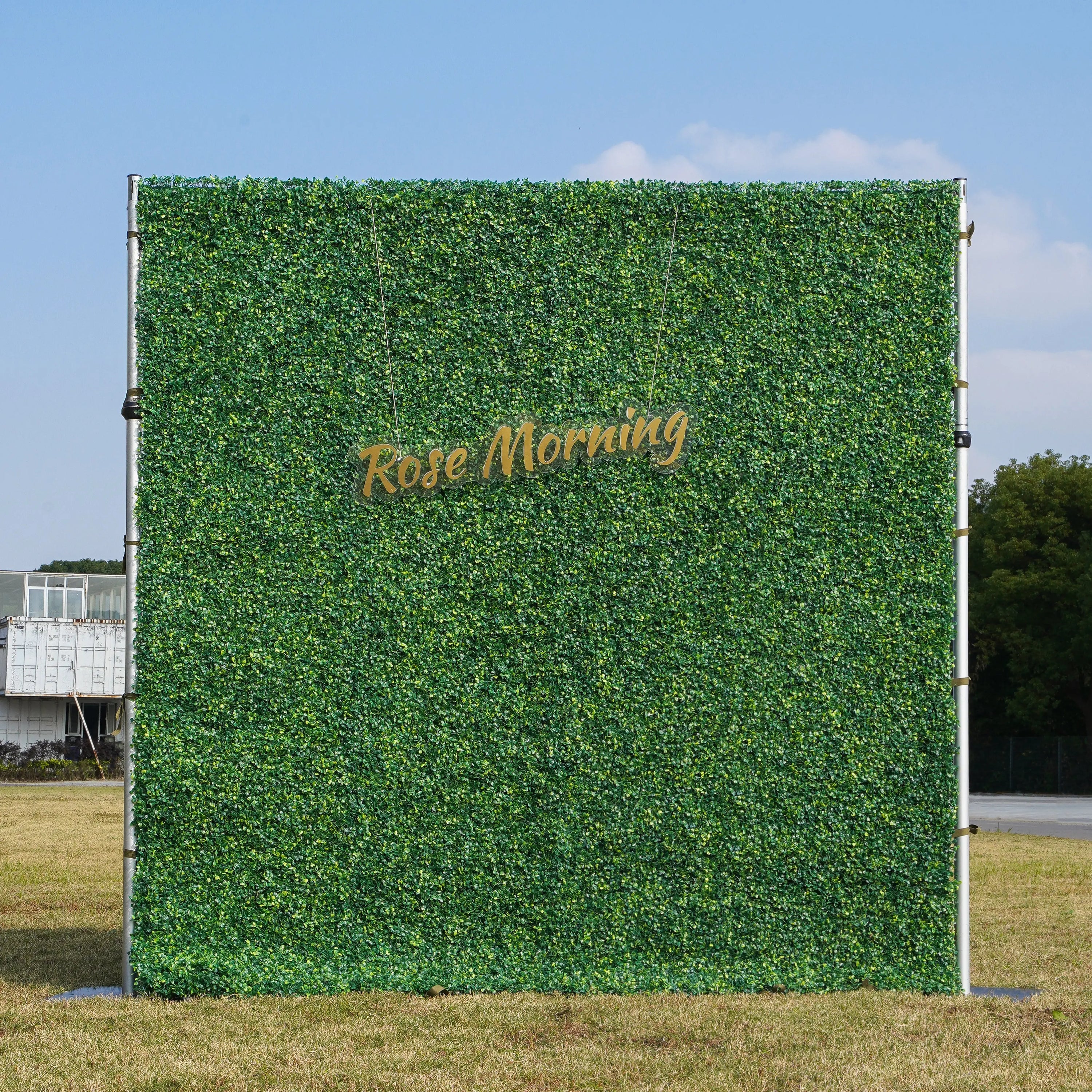 Milan: Fabric Artificial rolling up curtain green flower wall(In Us Stock)