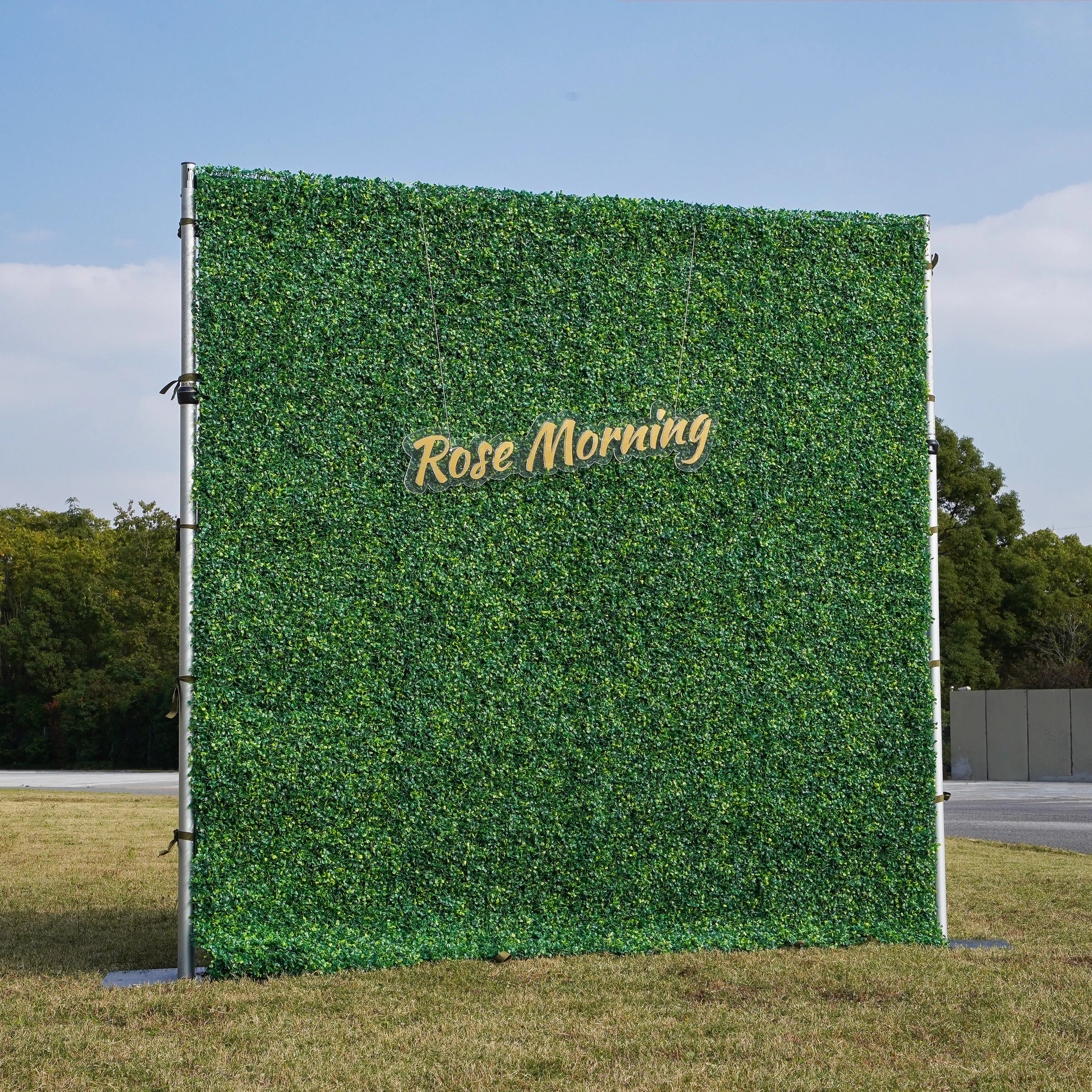 Milan: Fabric Artificial rolling up curtain green flower wall(In Us Stock)