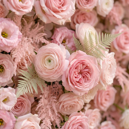Mirenrose: Luxury 5D All-Blush Pink Silk Floral Wall Roll-Up Fabric Backdrop for Romantic Dream Weddings