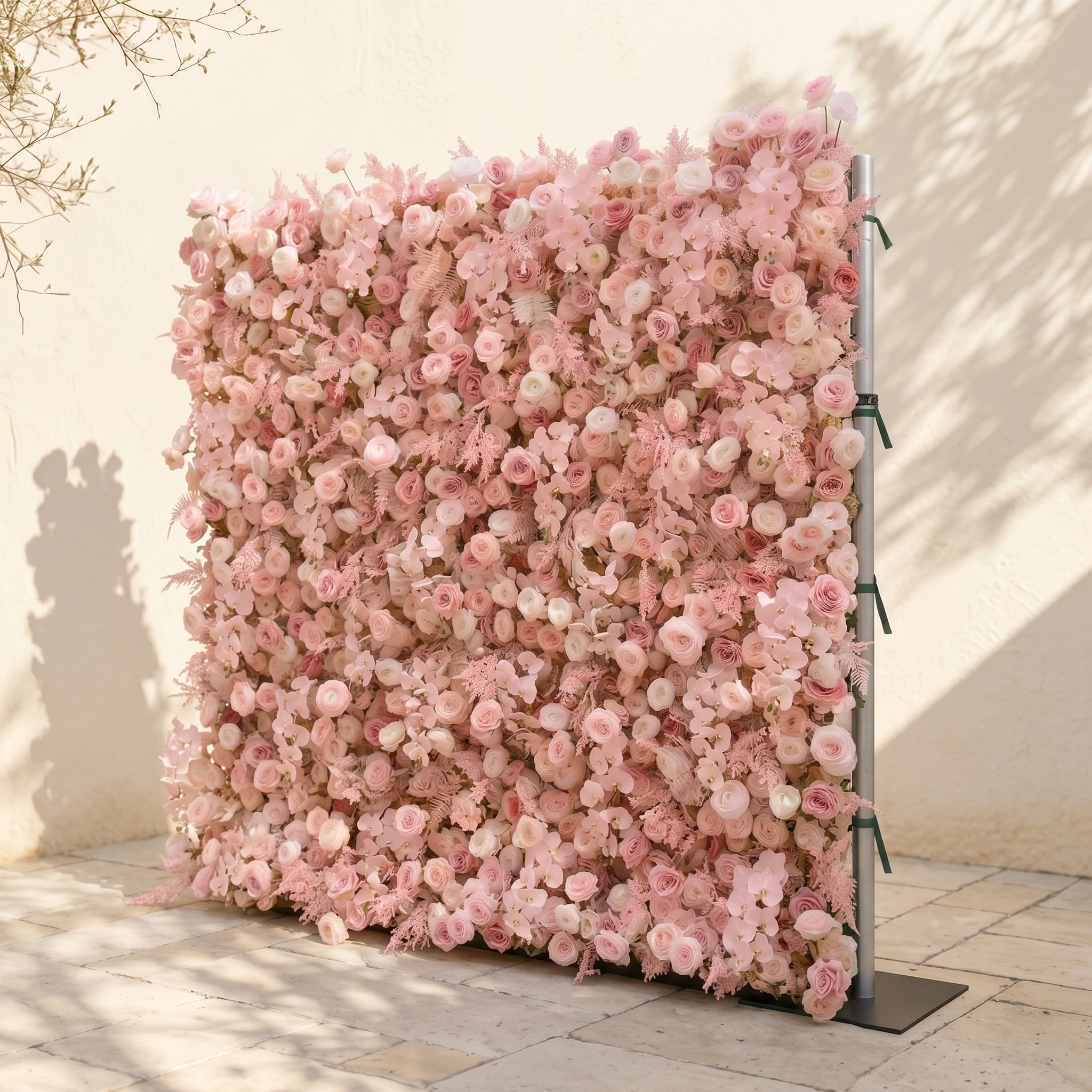 Mirenrose: Luxury 5D All-Blush Pink Silk Floral Wall Roll-Up Fabric Backdrop for Romantic Dream Weddings