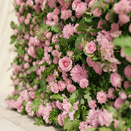 Mirenyne:Luxury 5D Pink roses Flower wall with Greenery for Outdoor Weddings&amp;Event Decor mirenyne detail 2
