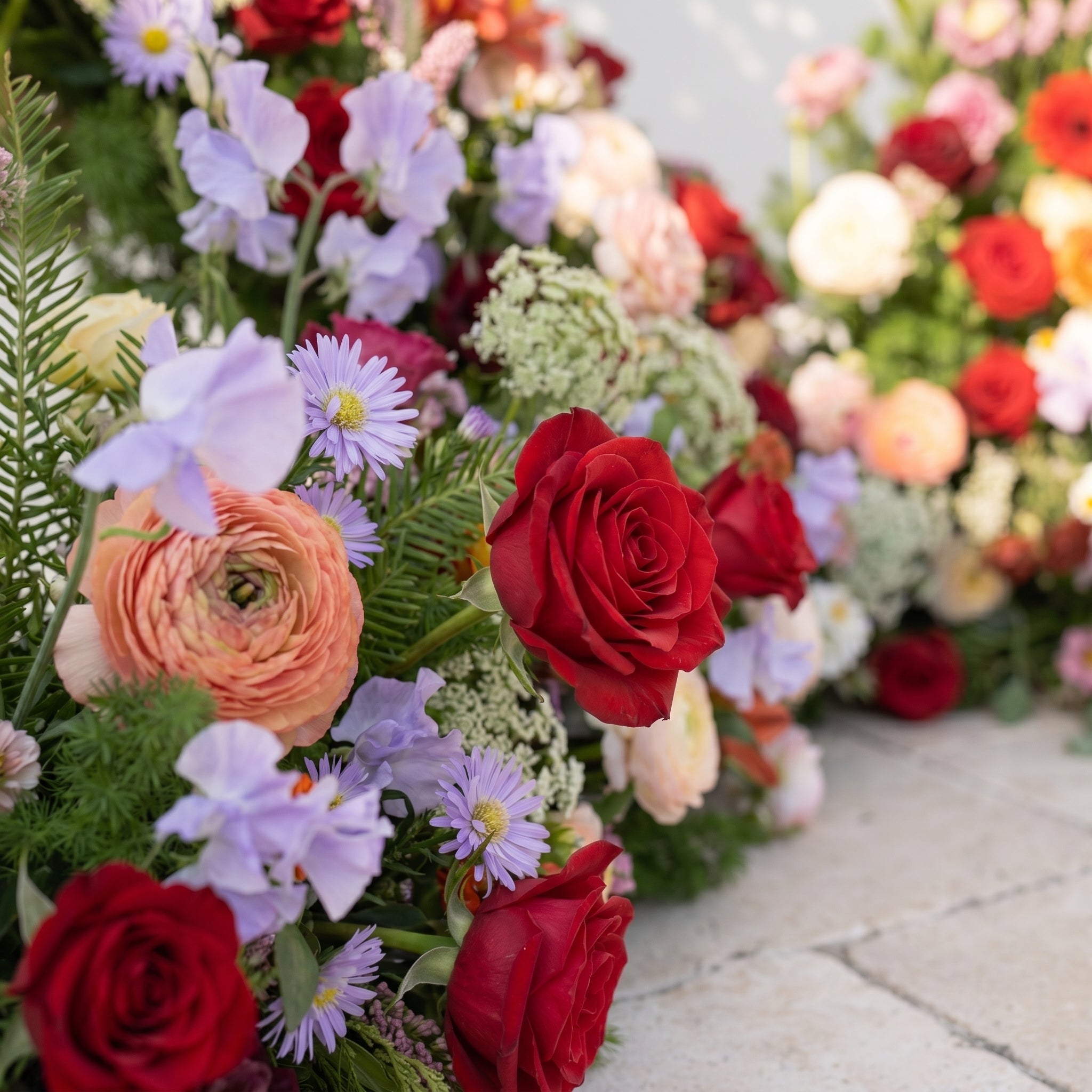 Mirmora: Heart-Shaped Multi-Color Mixed Floral Silk Flower Arch Floral Arrangement for Boho Weddings