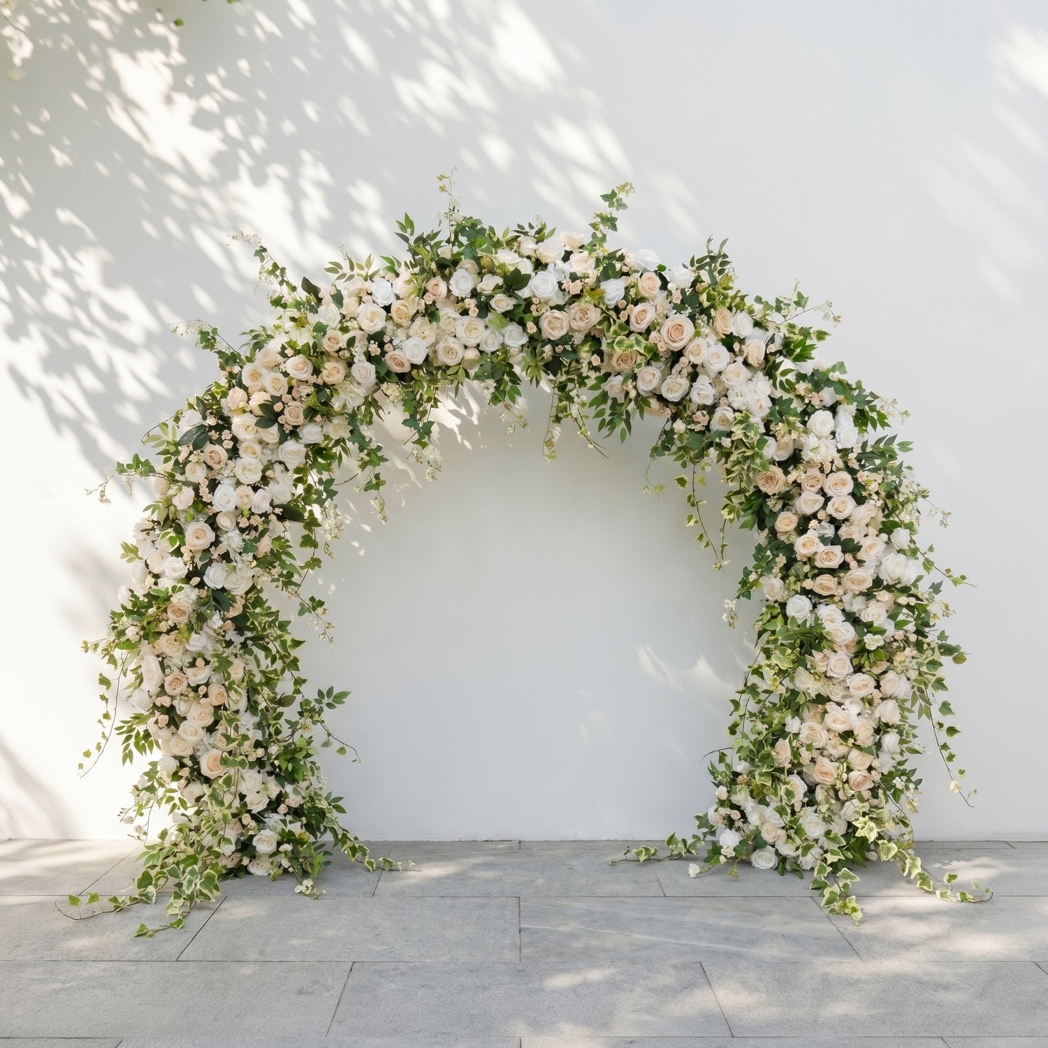 Mirova: Luxury White&amp;Champagne Flower Arch Door Arch for Weddings&amp;Event Decor Including Frame mirova front