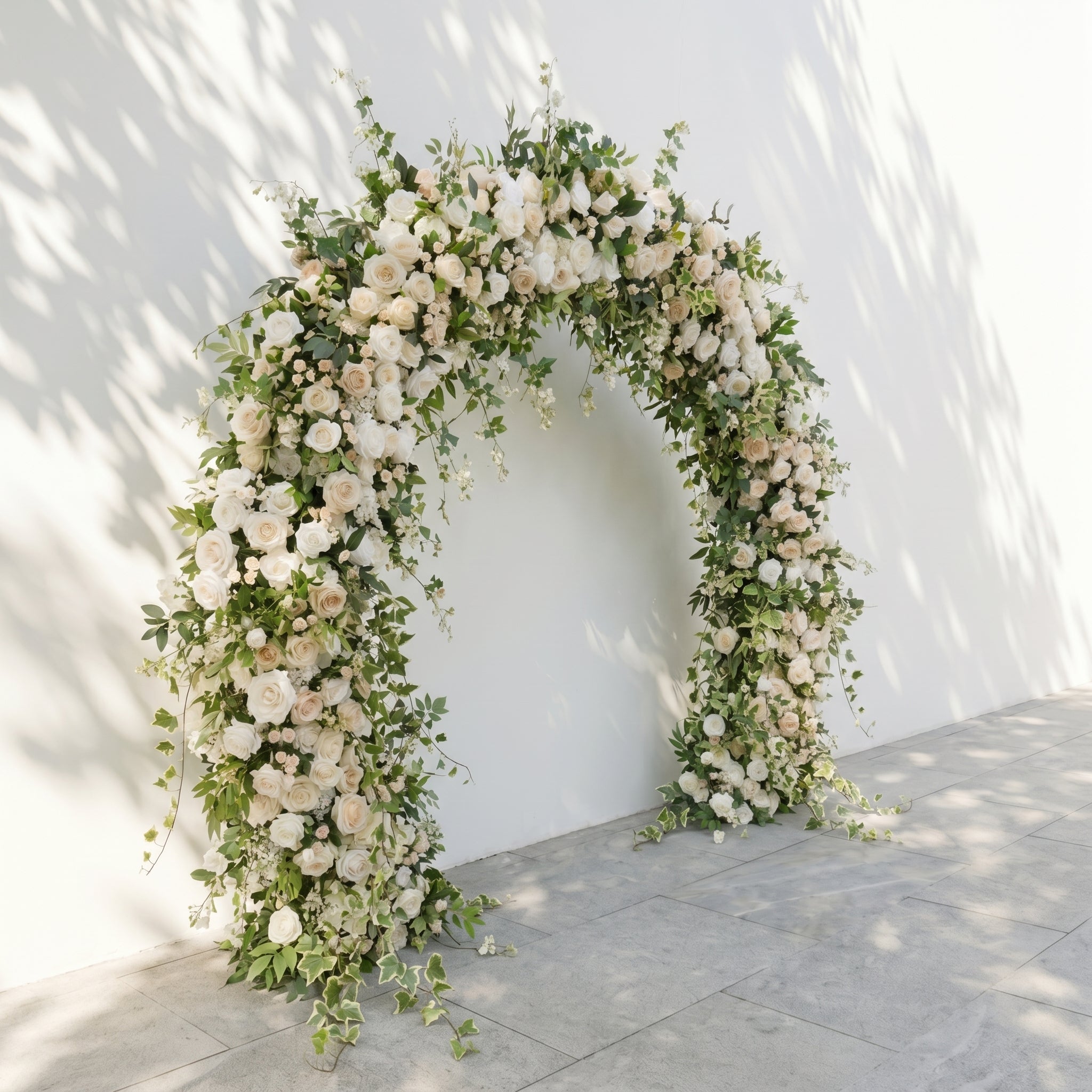 Mirova: Luxury White&amp;Champagne Flower Arch Door Arch for Weddings&amp;Event Decor Including Frame mirova left