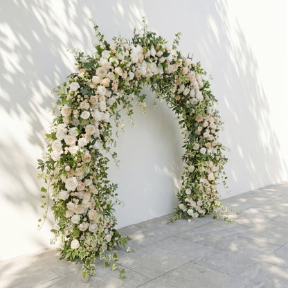 Mirova: Luxury White&amp;Champagne Flower Arch Door Arch for Weddings&amp;Event Decor Including Frame mirova left