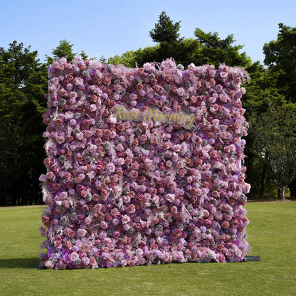 Monica：5D Fabric Artificial rolling up curtain flower wall