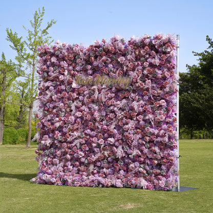 Monica：5D Fabric Artificial rolling up curtain flower wall