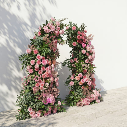 Morbelle Horn Arch: Blush Pink Roses Flower Arch with Greenery for Luxury and Natural Garden Weddings&amp;Events Decoration Incuding Frame