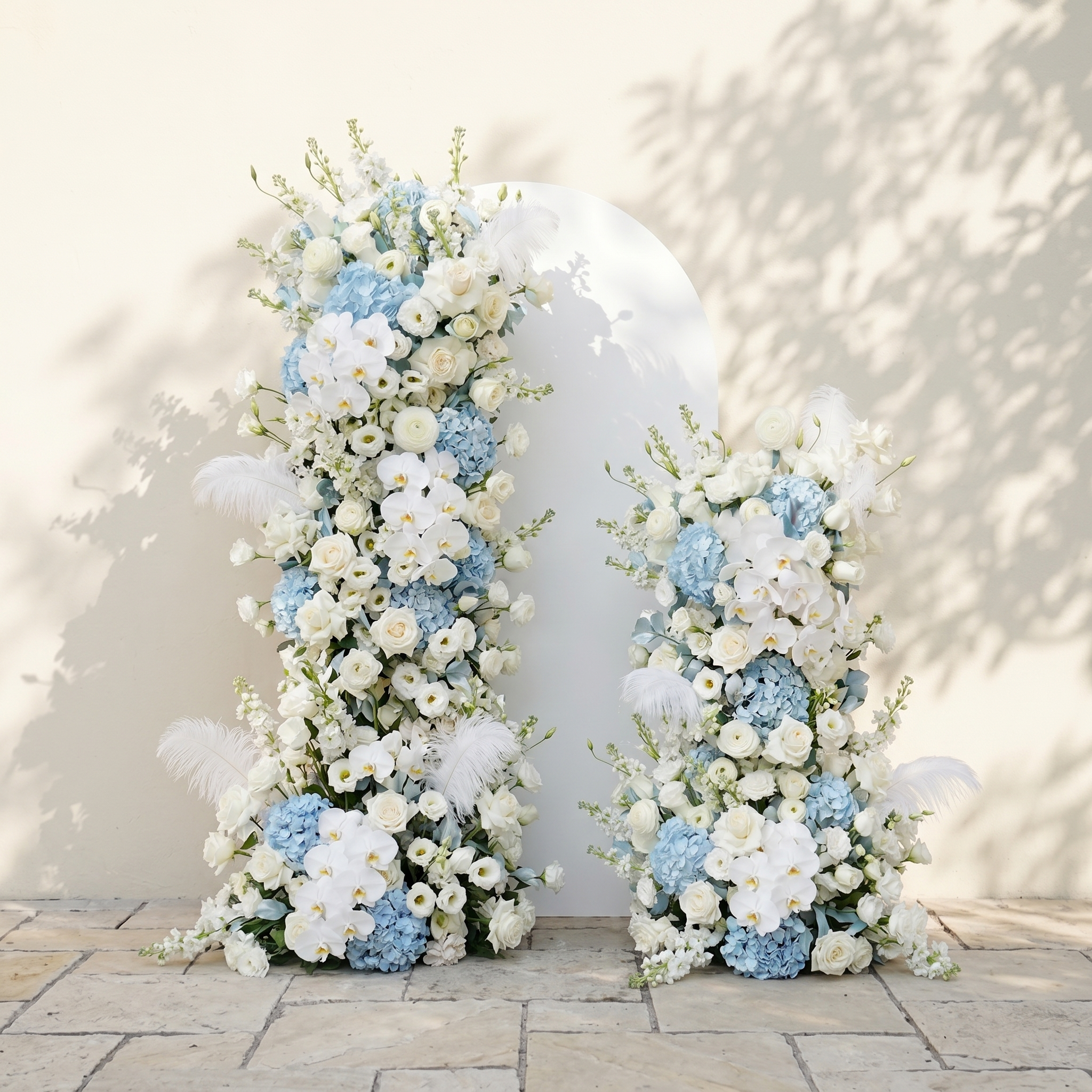 Sky Blue Hydrangea White Orchid Rose Wedding Background Arch KT Board Decorative Flower Row Excludes Frame