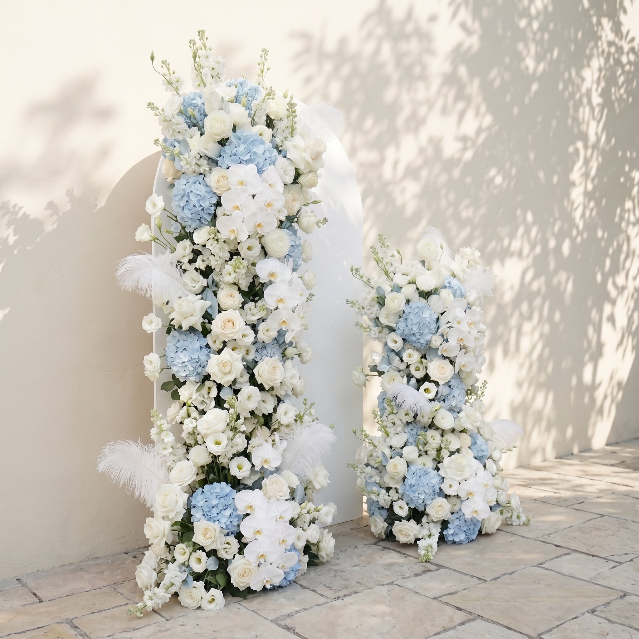 Sky Blue Hydrangea White Orchid Rose Wedding Background Arch KT Board Decorative Flower Row Excludes Frame