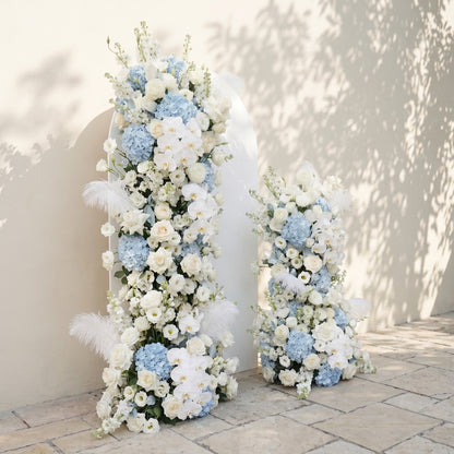 Sky Blue Hydrangea White Orchid Rose Wedding Background Arch KT Board Decorative Flower Row Excludes Frame