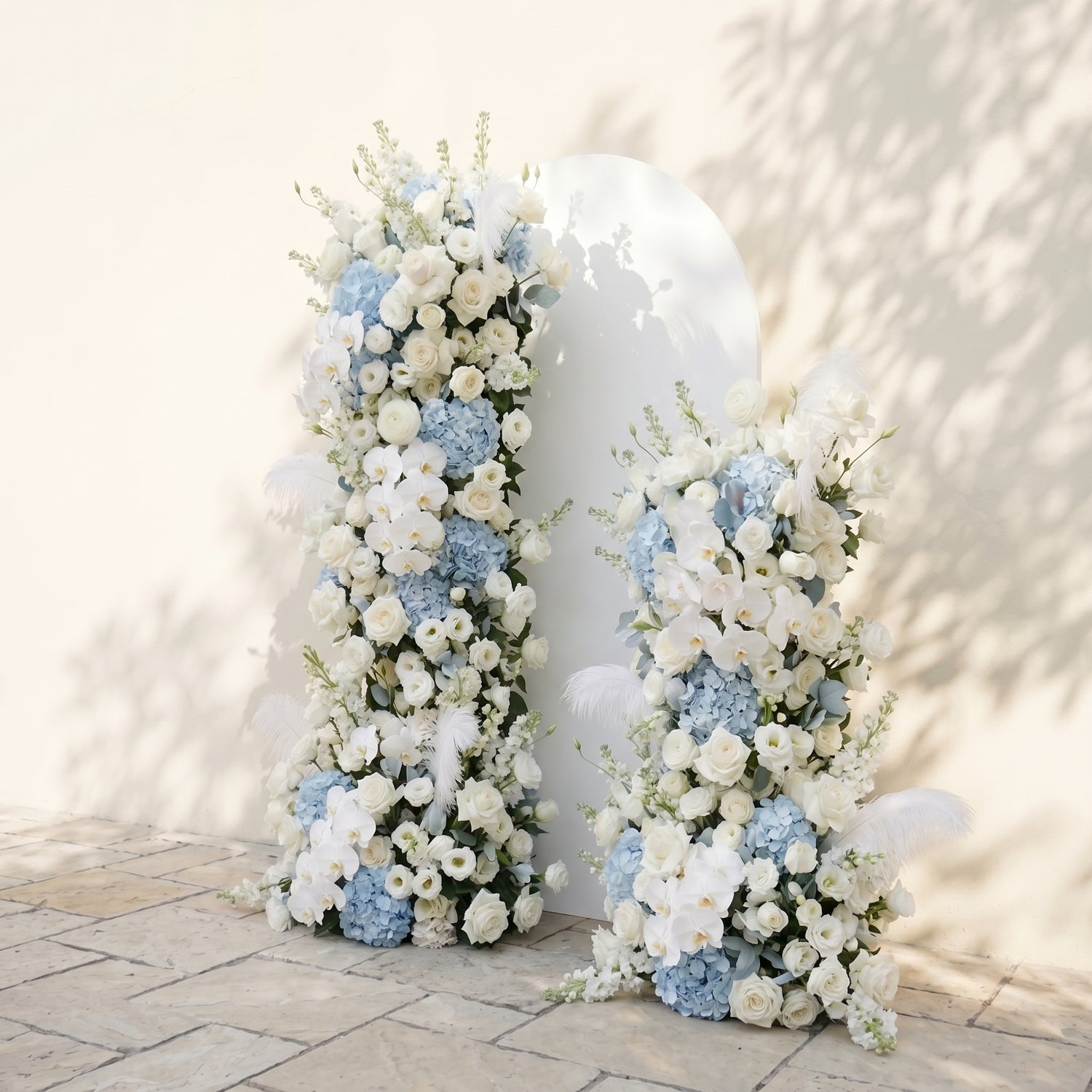Sky Blue Hydrangea White Orchid Rose Wedding Background Arch KT Board Decorative Flower Row Excludes Frame