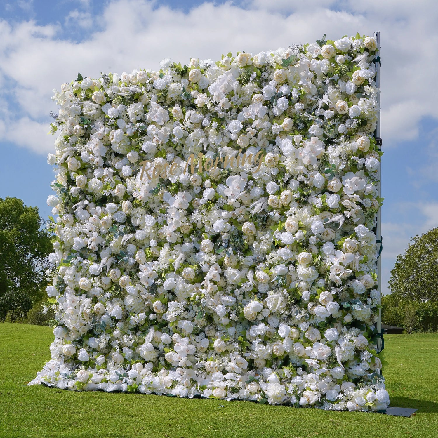 Morning：5D Fabric Artificial rolling up curtain flower wall