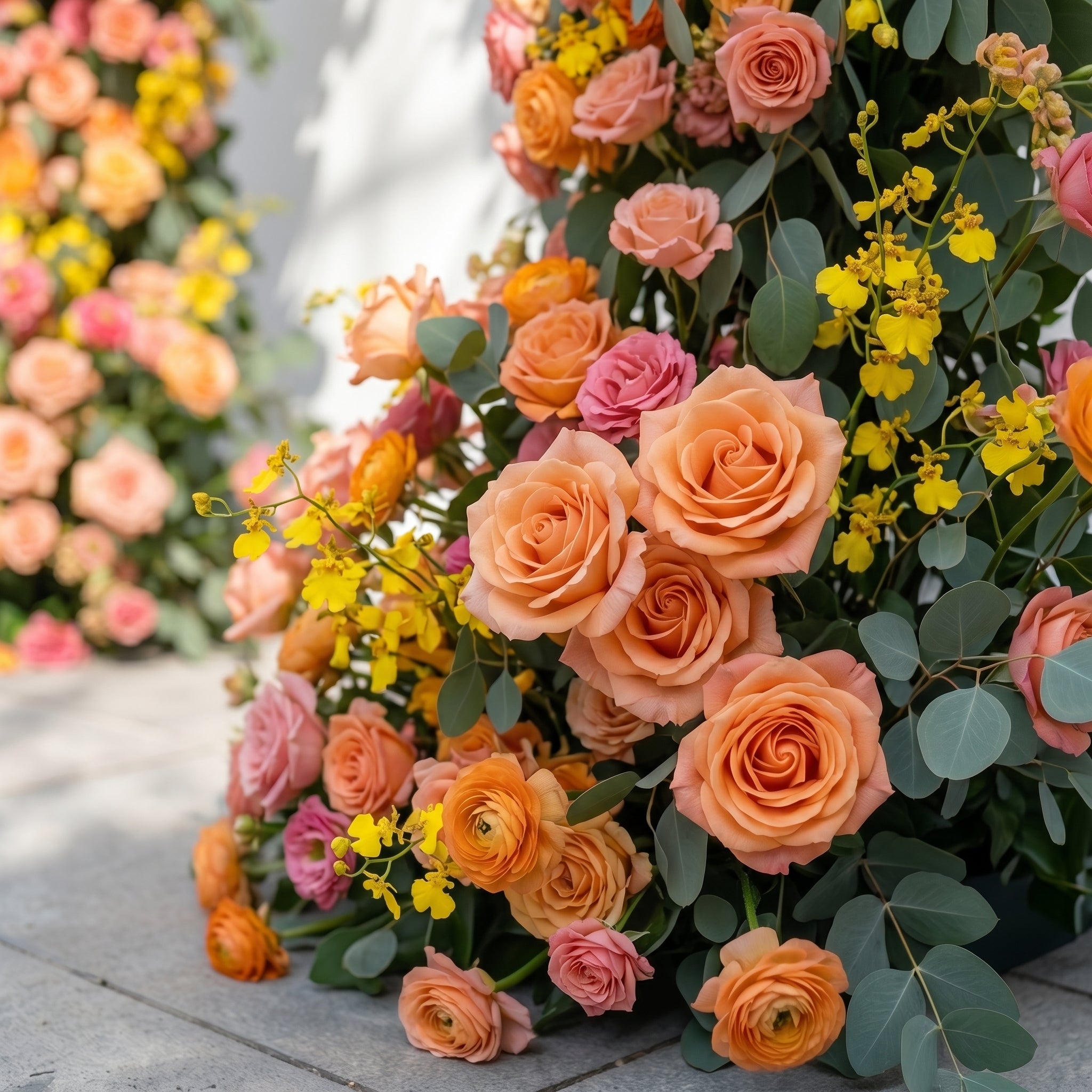 Morvia:Luxury Autumn Style Flower Arch with Orange Roses for Weddings&amp;Event Decor Including Frame morvia detail 3