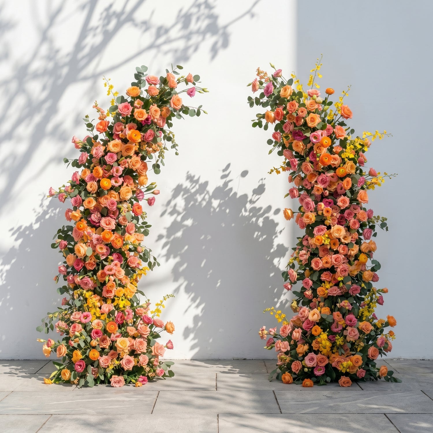 Morvia:Luxury Autumn Style Flower Arch with Orange Roses for Weddings&amp;Event Decor Including Frame morvia front