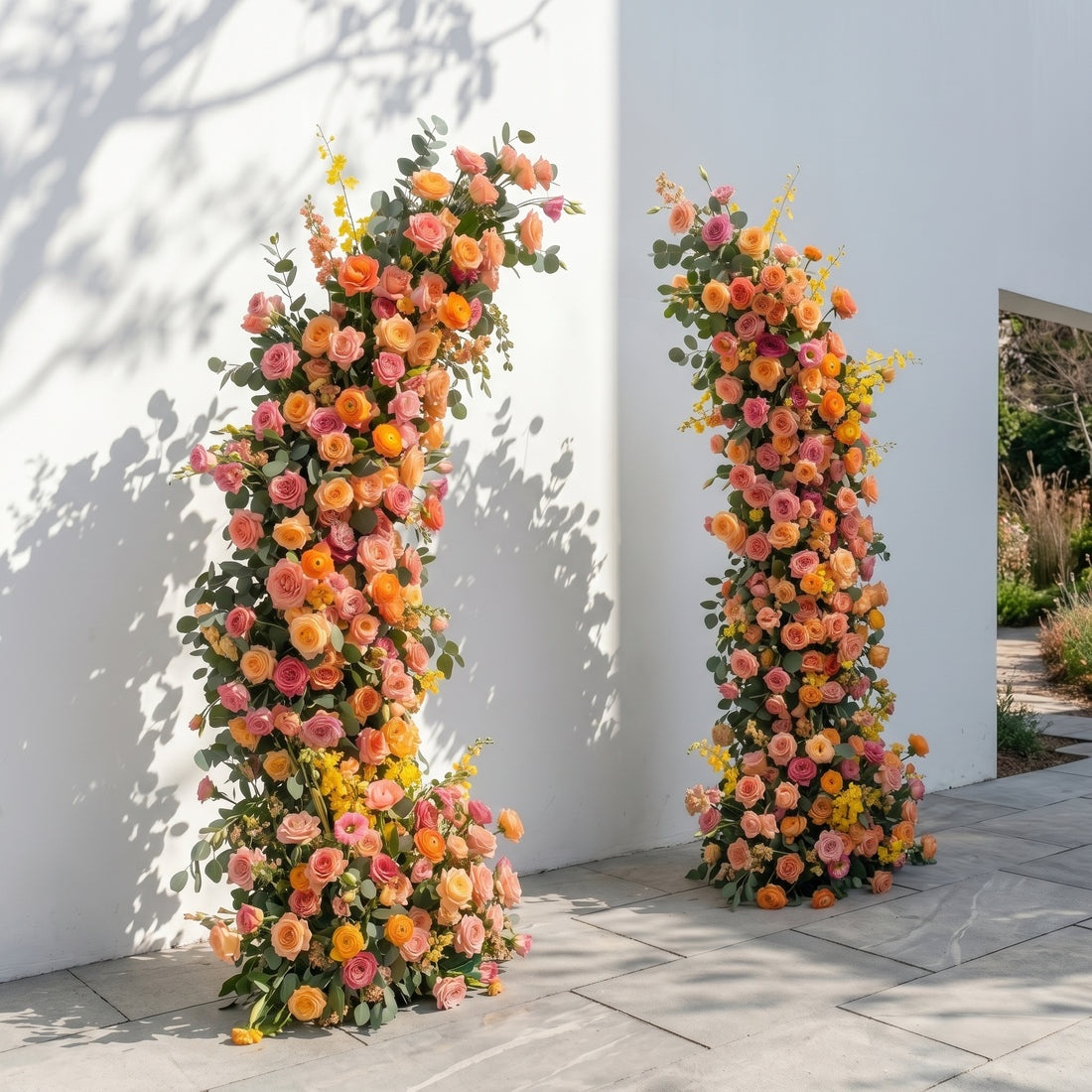 Morvia:Luxury Autumn Style Flower Arch with Orange Roses for Weddings&amp;Event Decor Including Frame morvia left