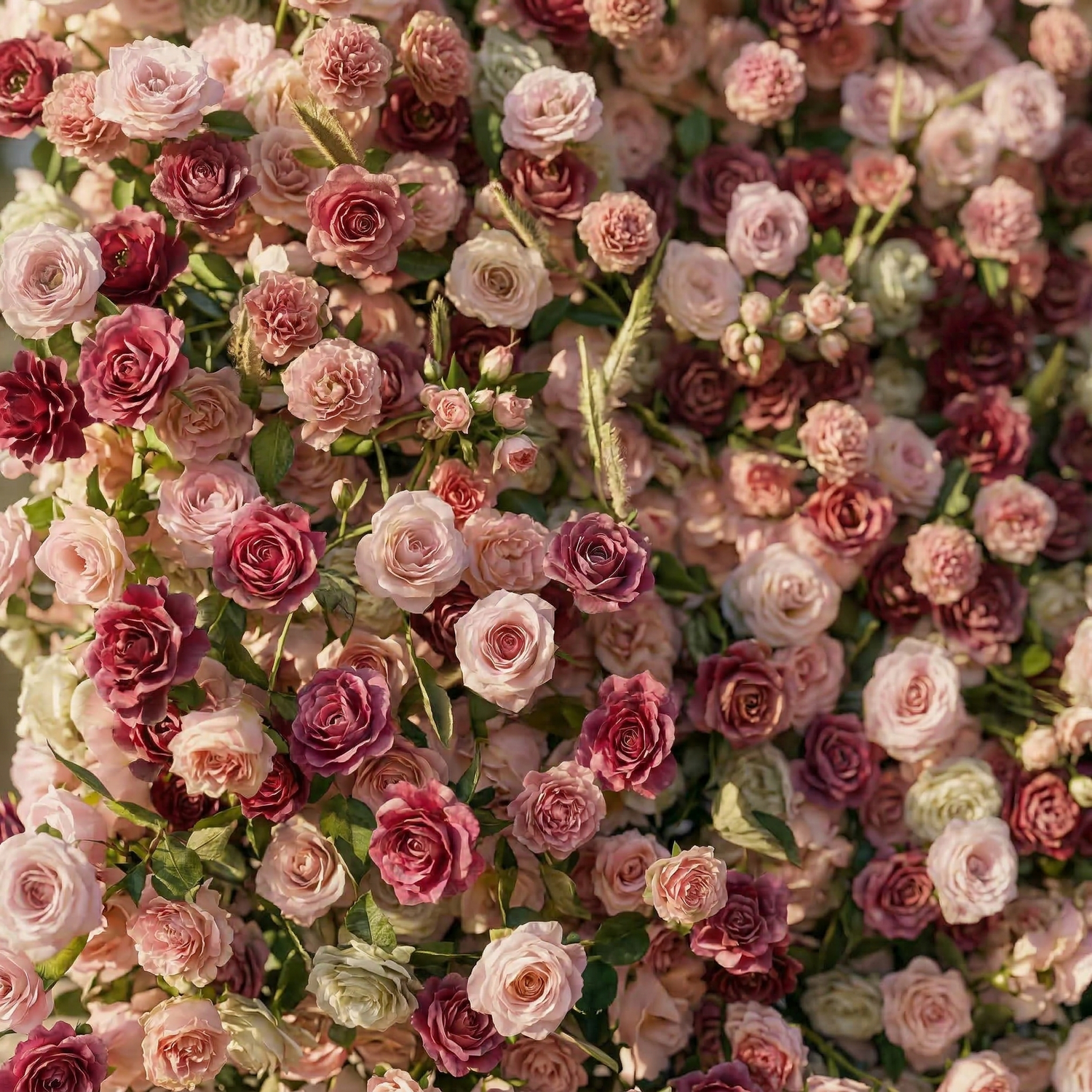Nirex: 5D Berry &amp; Pink Silk Rose Flower Wall Roll-Up Fabric Backdrop for Luxury Event Decor