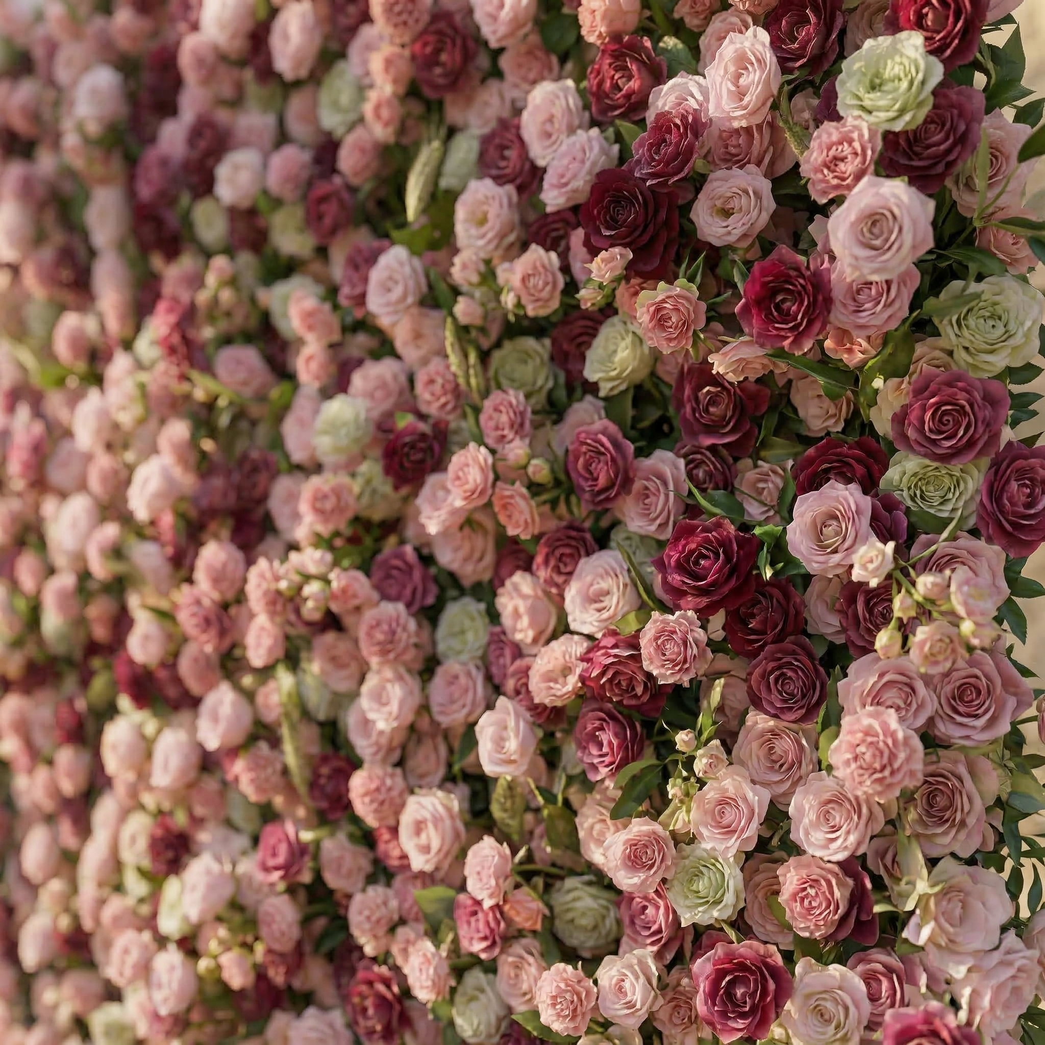 Nirex: 5D Berry &amp; Pink Silk Rose Flower Wall Roll-Up Fabric Backdrop for Luxury Event Decor