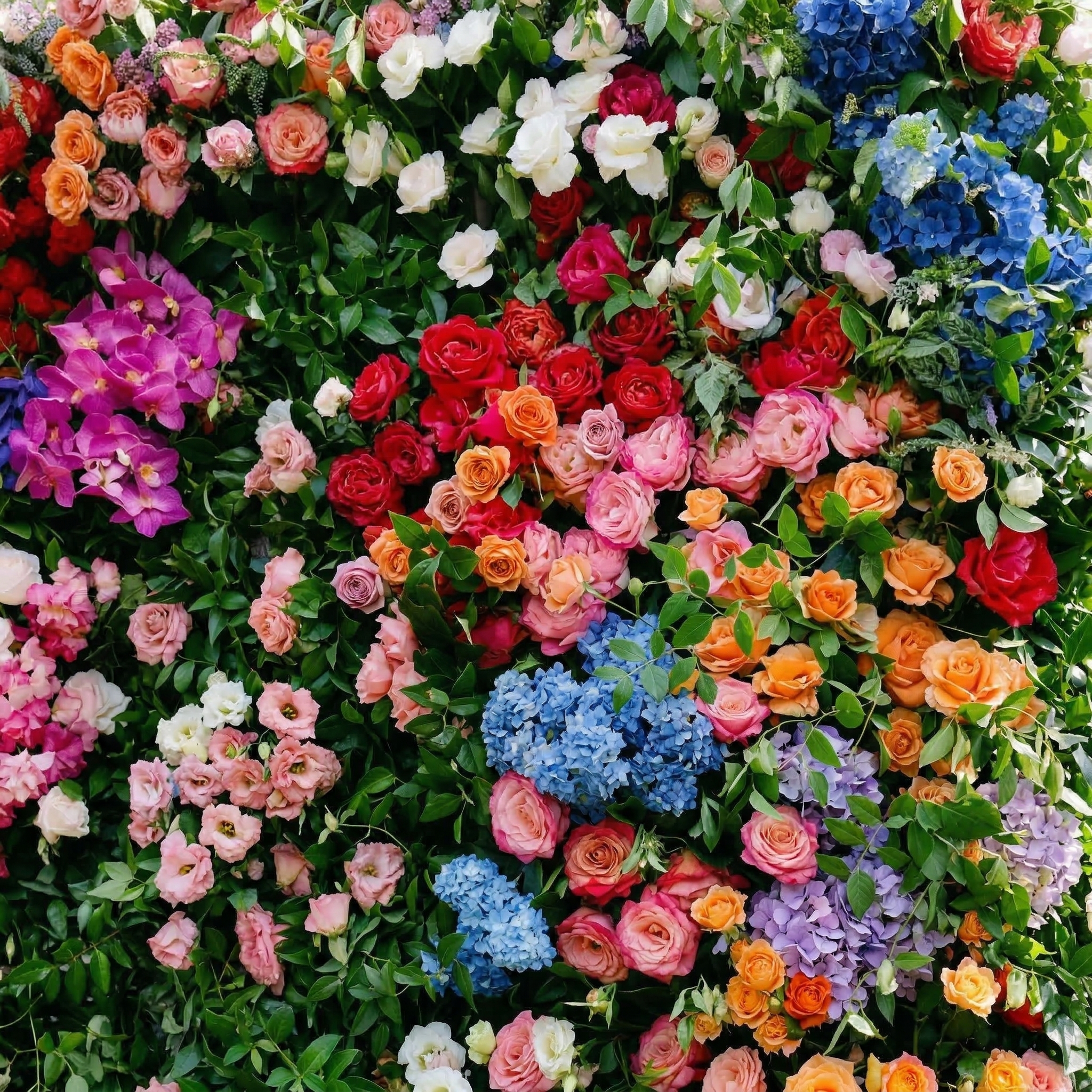 Noirae: 5D Wildflower Mix &amp; Lush Greenery Silk Rose Flower Wall Roll-Up Fabric Backdrop for Garden Events Decor