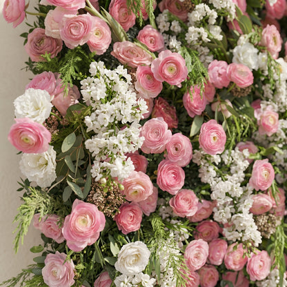 Norenina:5D Soft Blush Pink &amp; Ivory White Silk Rose Flower Wall Roll-Up Fabric Backdrop for Romantic Weddings &amp; Proposals