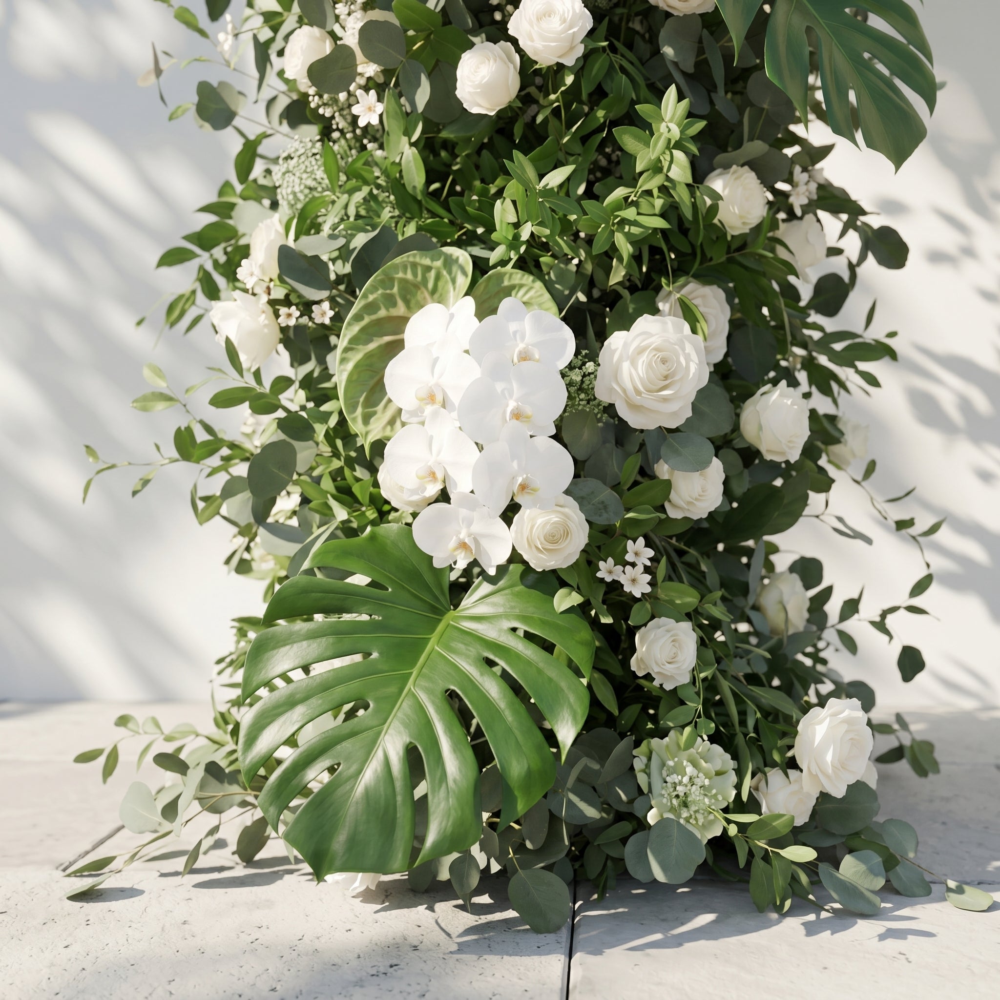 Norenina Round Arch: New Luxury Classic White&amp;Green Floral Arch for Weddings&amp;Events Decoration Incuding Frame