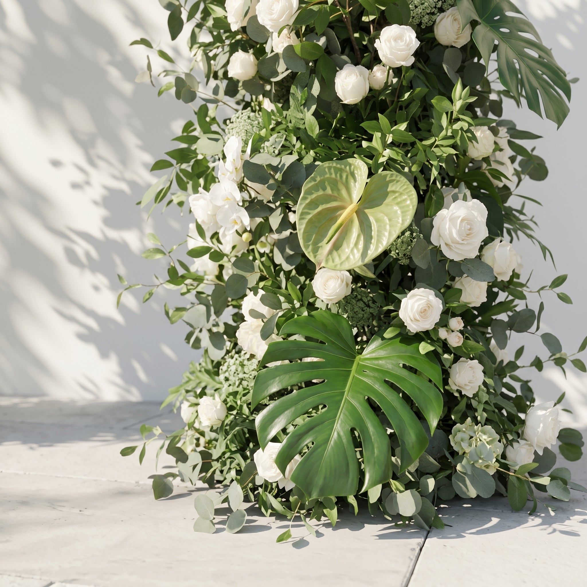 Norenina Round Arch: New Luxury Classic White&amp;Green Floral Arch for Weddings&amp;Events Decoration Incuding Frame
