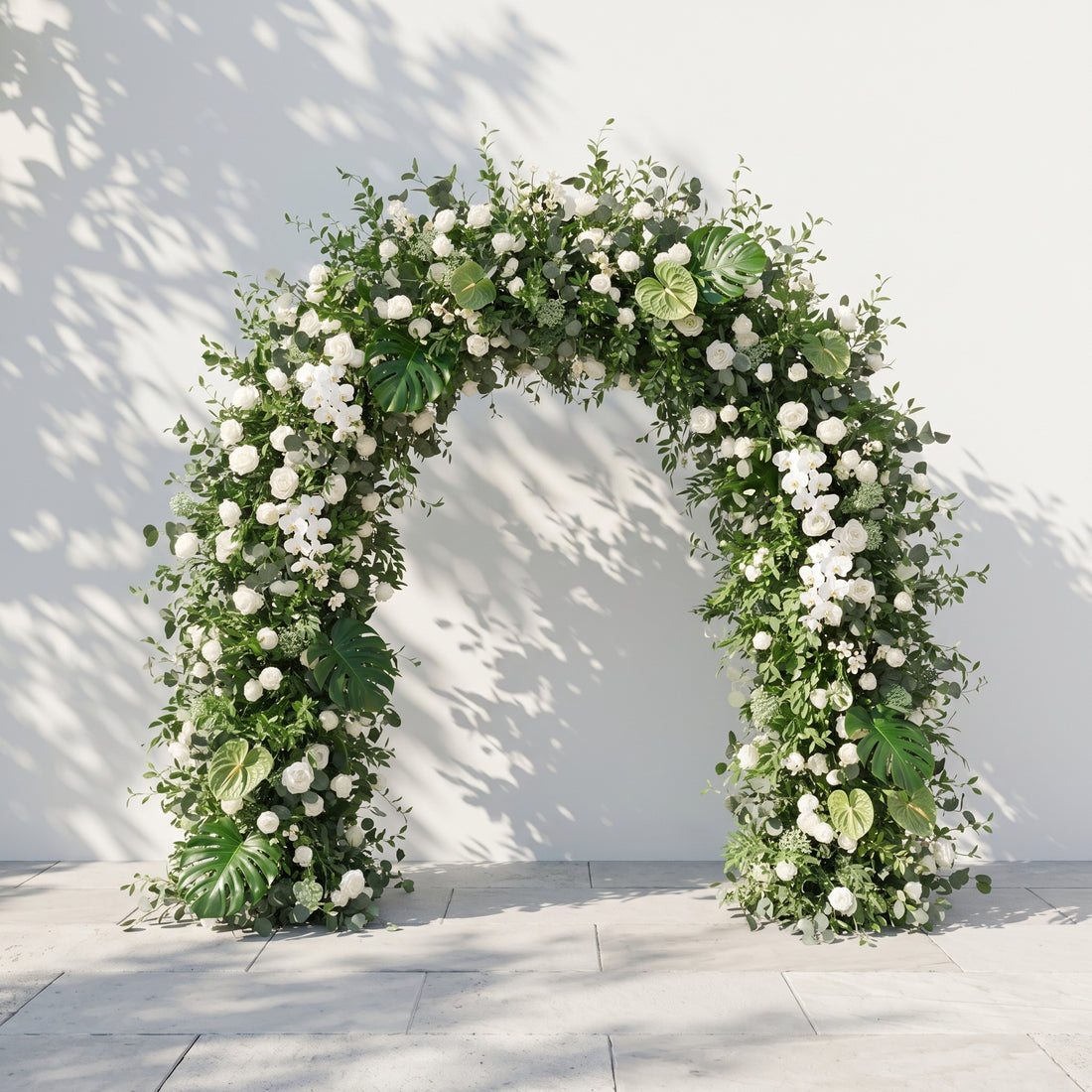 Norenina Round Arch: New Luxury Classic White&amp;Green Floral Arch for Weddings&amp;Events Decoration Incuding Frame