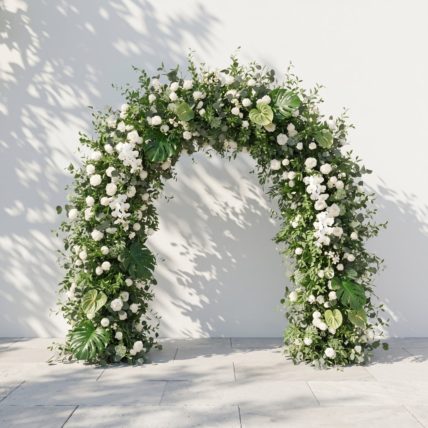 Norenina Round Arch: New Luxury Classic White&amp;Green Floral Arch for Weddings&amp;Events Decoration Incuding Frame