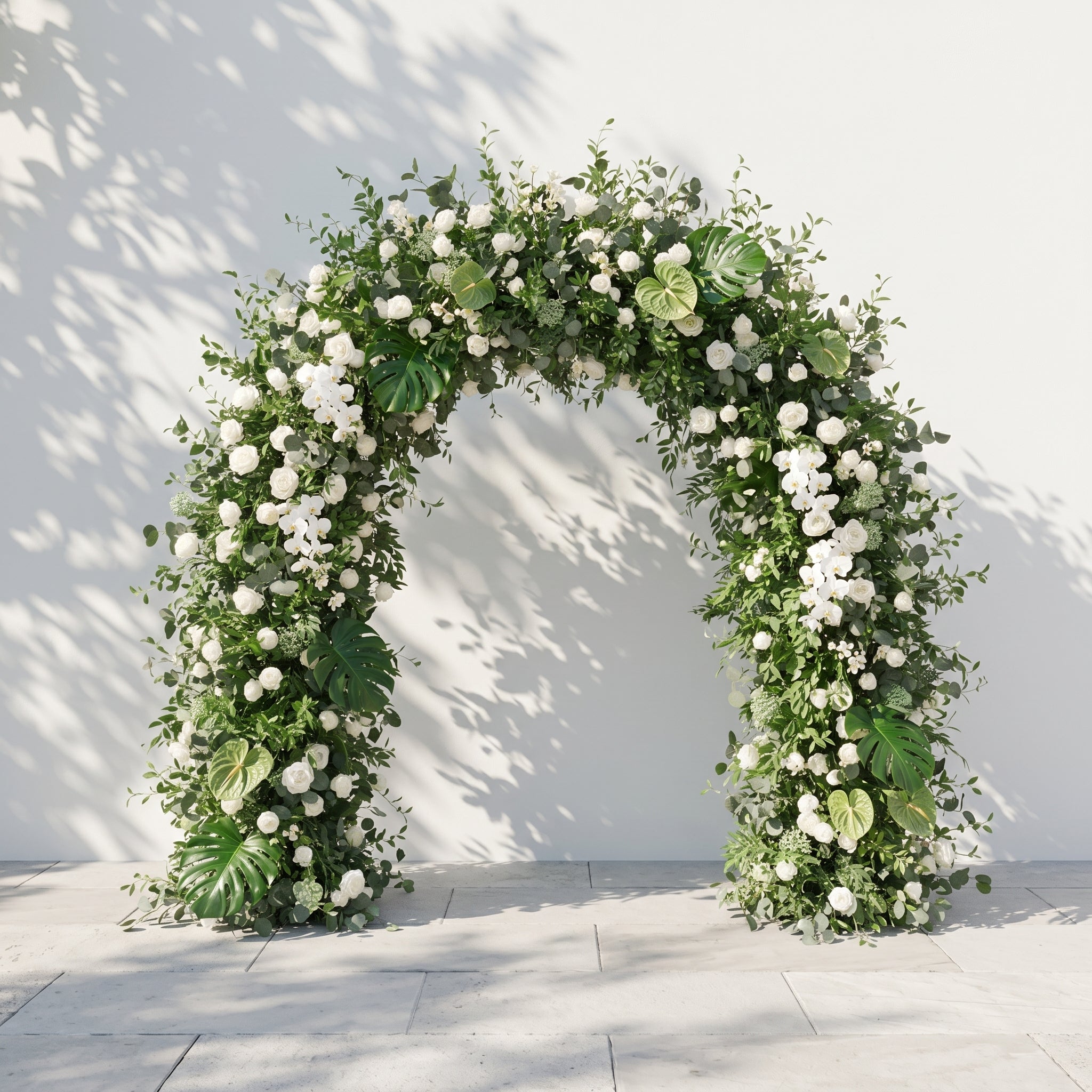 Norenina Round Arch: New Luxury Classic White&amp;Green Floral Arch for Weddings&amp;Events Decoration Incuding Frame
