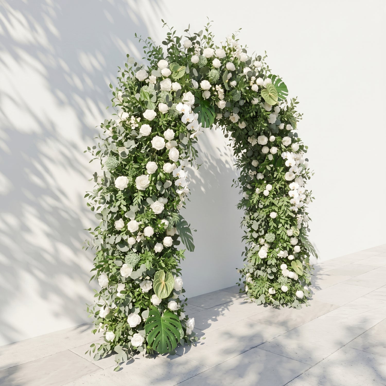 Norenina Round Arch: New Luxury Classic White&amp;Green Floral Arch for Weddings&amp;Events Decoration Incuding Frame