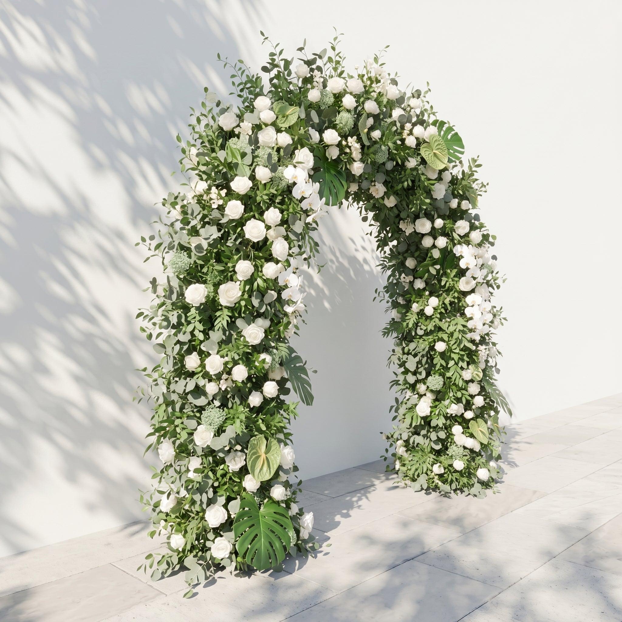 Norenina Round Arch: New Luxury Classic White&amp;Green Floral Arch for Weddings&amp;Events Decoration Incuding Frame