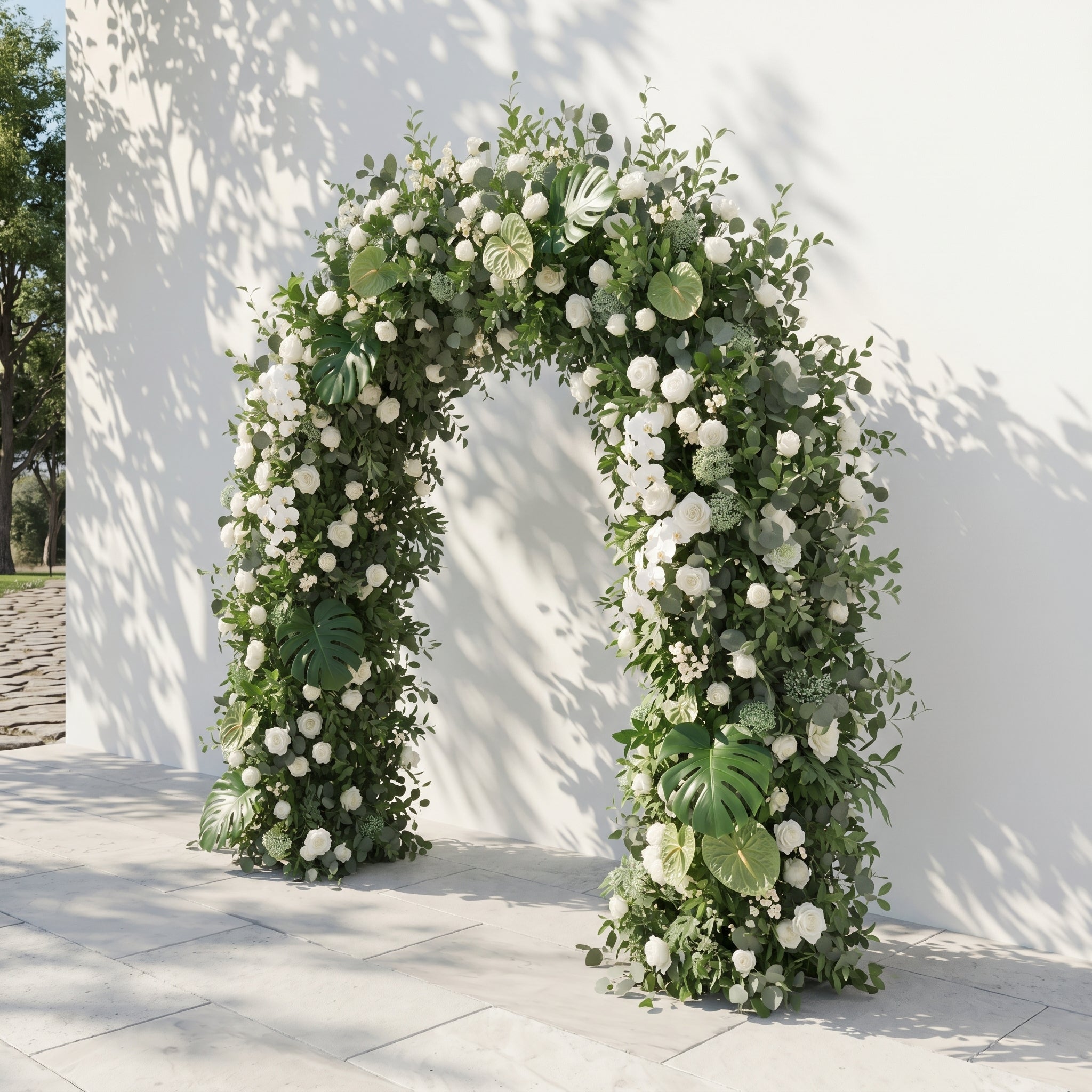 Norenina Round Arch: New Luxury Classic White&amp;Green Floral Arch for Weddings&amp;Events Decoration Incuding Frame