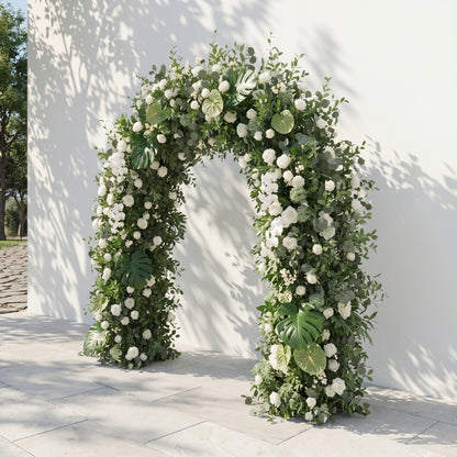 Norenina Round Arch: New Luxury Classic White&amp;Green Floral Arch for Weddings&amp;Events Decoration Incuding Frame