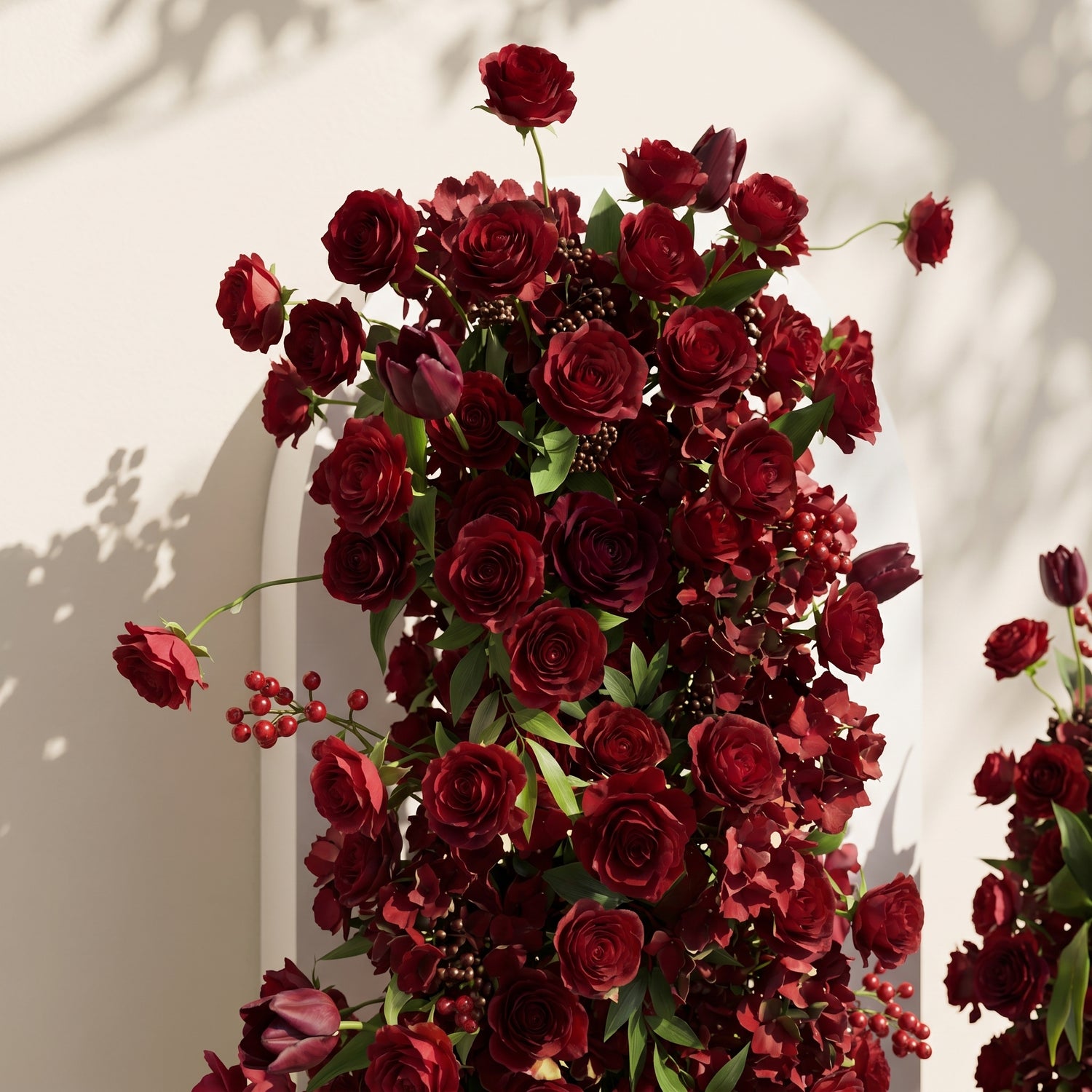 Red Calla Wedding Background Arch KT Board Decorative Flower Row Excludes Frame
