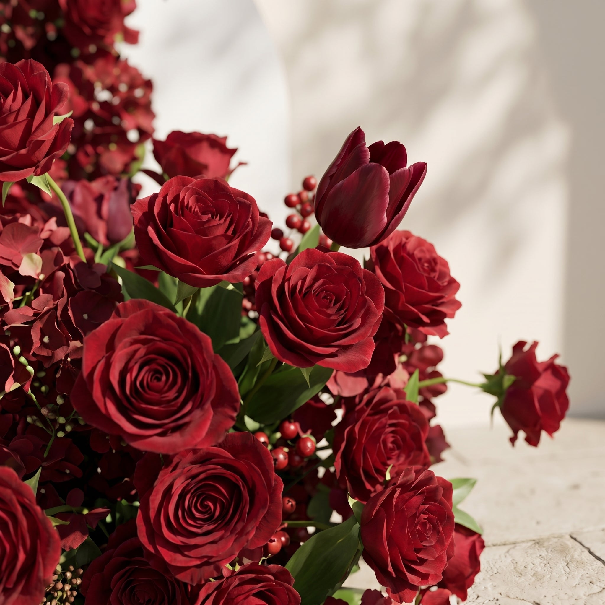 Sorrel: Red Calla Wedding Background Arch KT Board Decorative Flower Row Excludes Frame