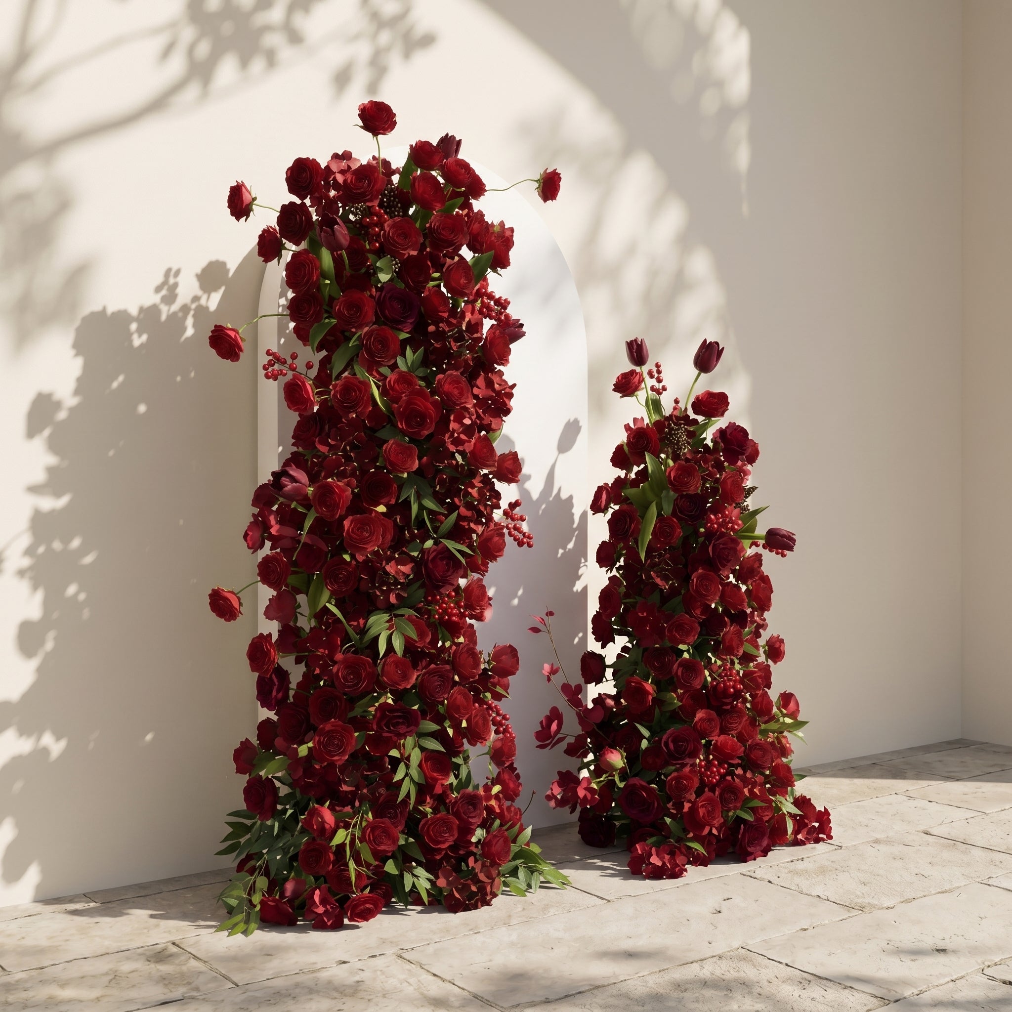 Sorrel: Red Calla Wedding Background Arch KT Board Decorative Flower Row Excludes Frame