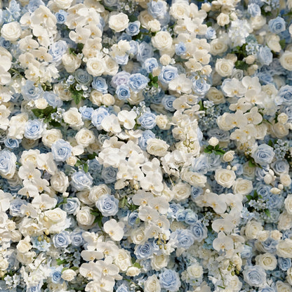 Novdelle:New Luxury 5D Blue&amp;White roses Flower wall for Wedding&amp;Event Decor novdelle detail 1