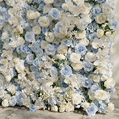 Novdelle:New Luxury 5D Blue&amp;White roses Flower wall for Wedding&amp;Event Decor novdelle detail 3
