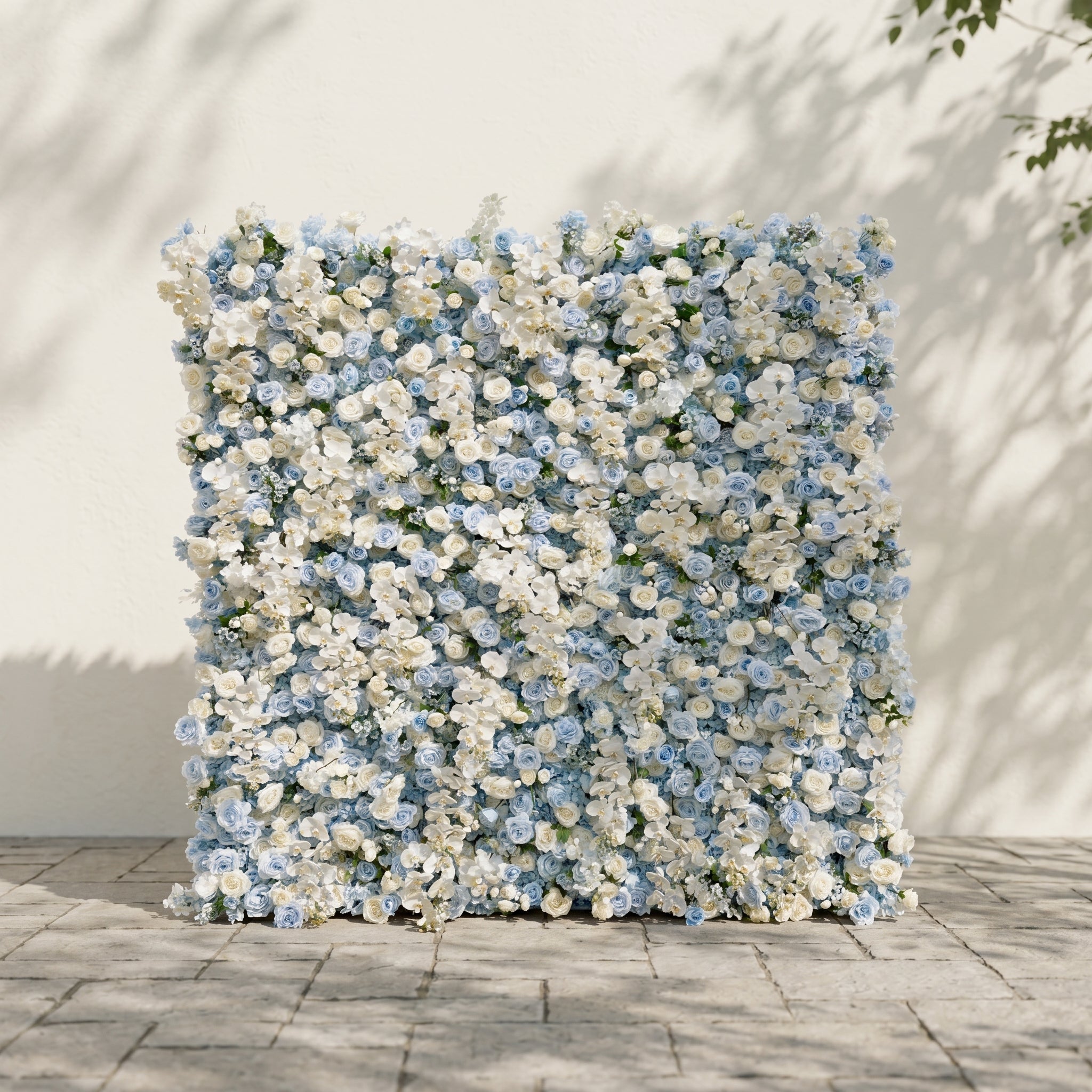 Novdelle:New Luxury 5D Blue&amp;White roses Flower wall for Wedding&amp;Event Decor novdelle front