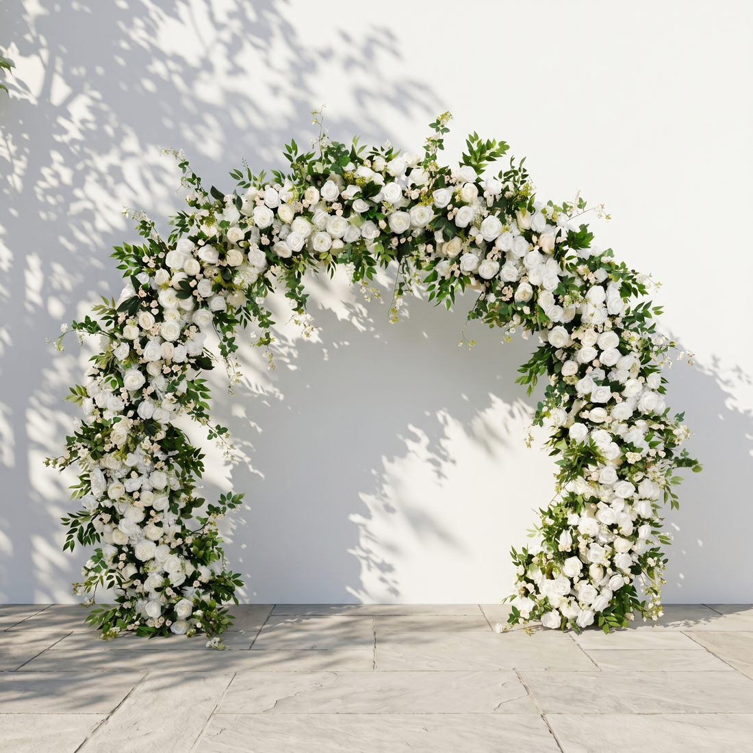 Novlora: Luxury White &amp; Green Rose Arch Garden Style Flower arch with mixed color for Weddings&amp;Events Decoration Incuding Frame