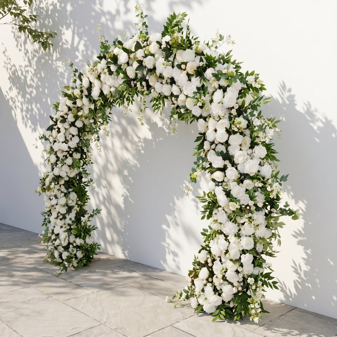 Novlora: Luxury White &amp; Green Rose Arch Garden Style Flower arch with mixed color for Weddings&amp;Events Decoration Incuding Frame