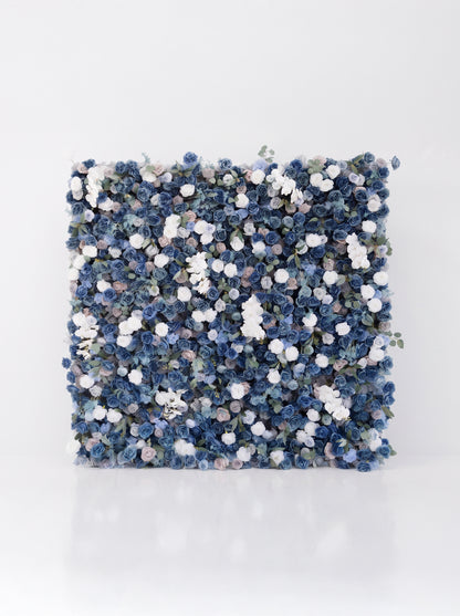 Novlyn 5D Fabric Artificial rolling up curtain flower wall — white background view