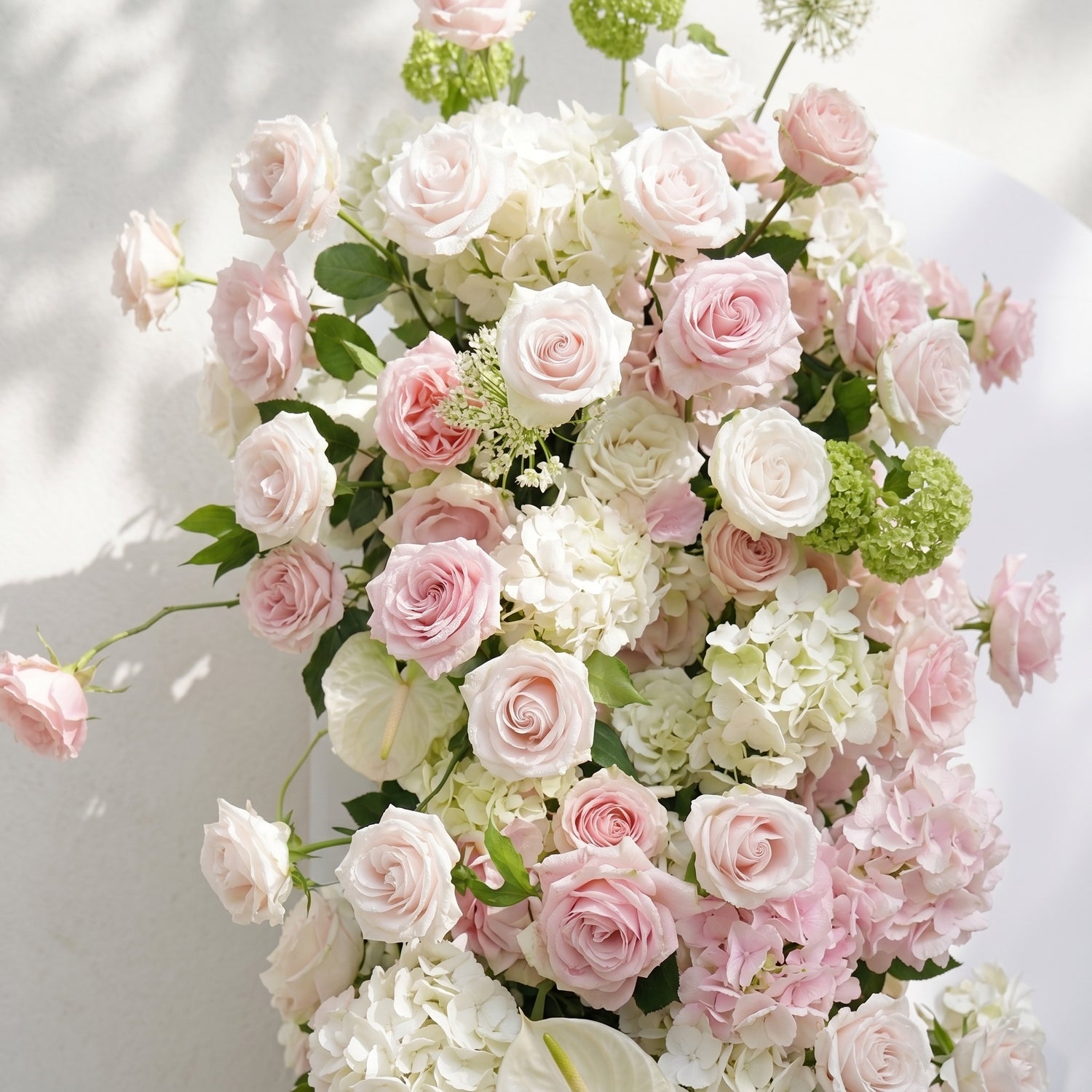 Pink White Rose Calla Lily Wedding Background Arch KT Board Decorative Flower Row Excludes Frame